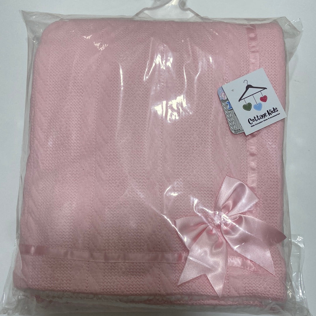 Pink baby blanket with satin best sale trim