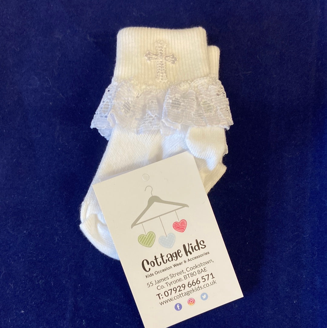 Baby girl frilly Christening socks Cottage Kids Online