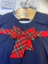 Load image into Gallery viewer, Emile et Rose navy with tartan trim dress and tights - Eliza
