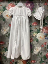 Load image into Gallery viewer, Taylor Unisex Christening Gown in white with matching bonnet.
