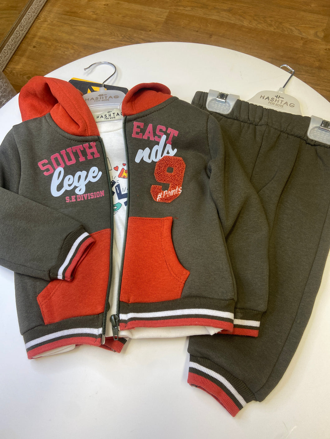 Hashtag 3 piece baby boy hoody, top and jogger set. - 243626