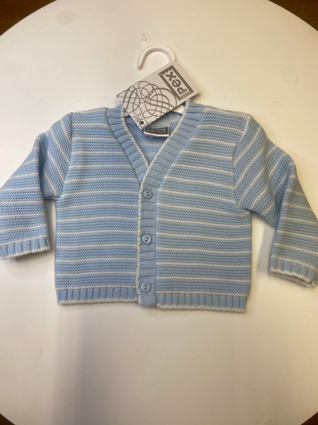 PEX baby boy cardigan- Jacob blue/ white
