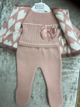 Load image into Gallery viewer, PEX baby girl 3 piece dusky pink knitted set with fur gilet. - Chloe.
