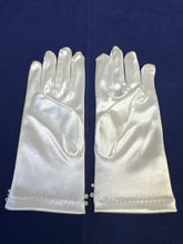 Load image into Gallery viewer, Girls white stretch satin communion gloves- Sasha
