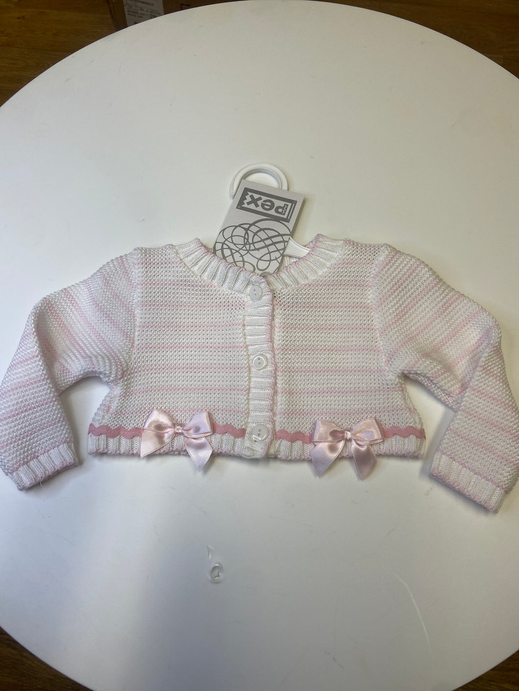 PEX white and pink baby girl bolero cardigan- Harper
