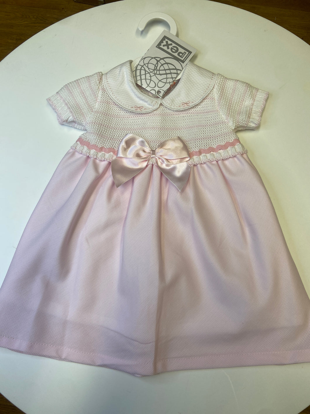 PEX baby girl pink and white dress - Harper