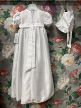 Load image into Gallery viewer, Taylor Unisex Christening Gown in white with matching bonnet.
