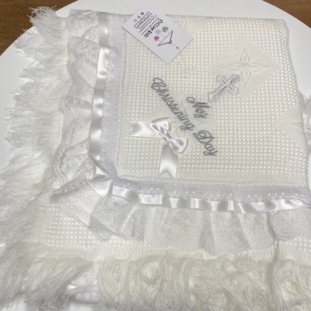 Luxury White My Christening Day unisex Shawl