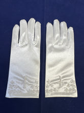 Load image into Gallery viewer, Girls white stretch satin communion gloves-Maya
