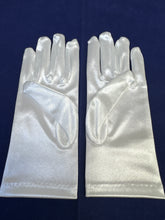 Load image into Gallery viewer, Girls white stretch satin communion gloves-Maya
