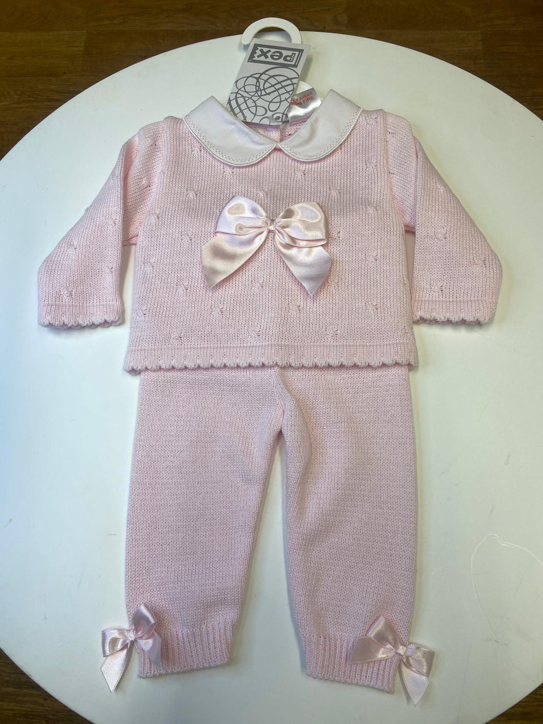 PEX pink baby girl knit 2 piece trouser set - Kate