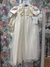Load image into Gallery viewer, Pex Devine ivory satin and tulle girls christening gown with matching hat
