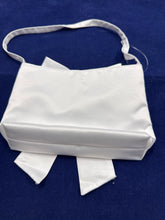 Load image into Gallery viewer, Girls white satin communion bag with long tail bow and pearls cb114
