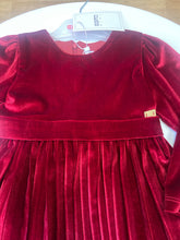 Load image into Gallery viewer, Ebita younger girl rich red velour dress with matching hairband 243293
