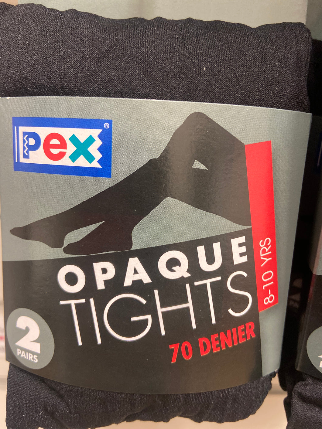 PEX black opaque tights - 2 pair pack.