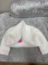 Load image into Gallery viewer, GABRIELLA Flowergirl faux fur ivory bolero jacket
