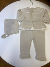 Load image into Gallery viewer, PEX baby girl 3 piece knitted trouser set in natural - Meredith
