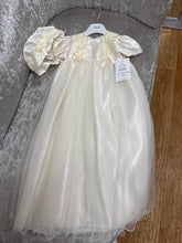 Load image into Gallery viewer, Pex Devine ivory satin and tulle girls christening gown with matching hat
