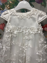 Load image into Gallery viewer, Crystal Christening Gown with matching bonnet, ivory/ off white.
