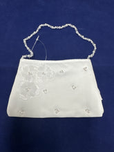 Load image into Gallery viewer, Girls white satin communion bag with pearl handle - Joanne
