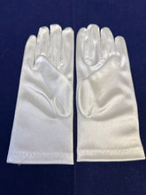 Load image into Gallery viewer, Girls white stretch satin communion gloves 817
