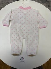Load image into Gallery viewer, PEX polka dot teddy sleepsuit with pink trim
