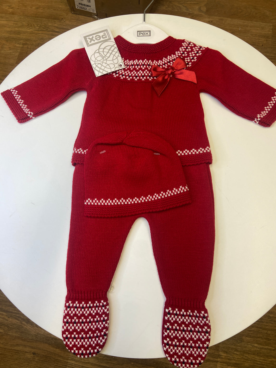 PEX baby girl red 3 piece knit set - Chiara