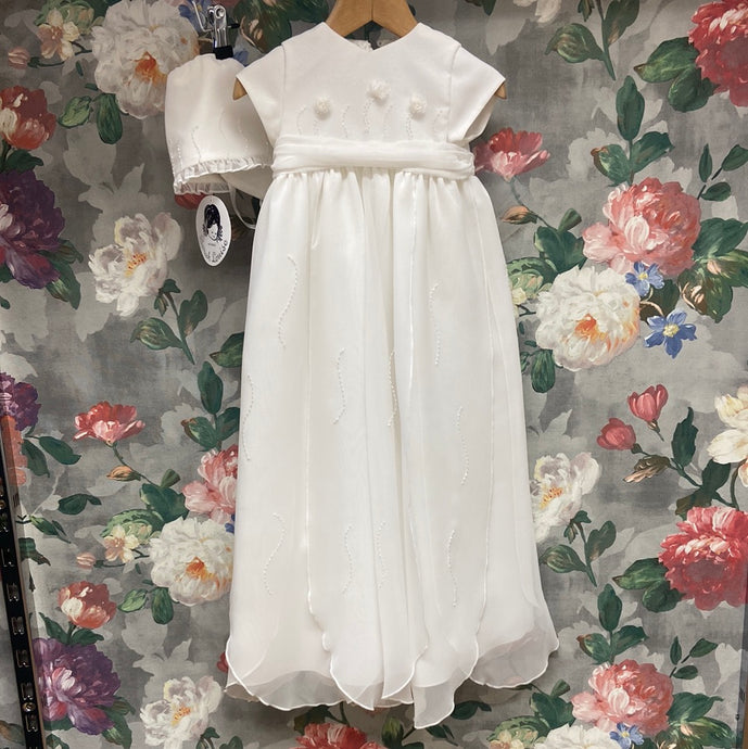 Sarah Louise Baby Girls White Christening Gown With Bonnet | Cachet Kids