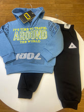 Load image into Gallery viewer, Hashtag young boys 2 piece hoody and track bottom set - 243832 in blue
