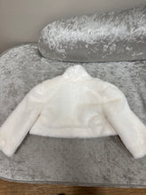 Load image into Gallery viewer, GABRIELLA Flowergirl faux fur ivory bolero jacket
