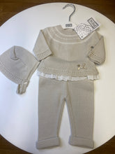 Load image into Gallery viewer, PEX baby girl 3 piece knitted trouser set in natural - Meredith
