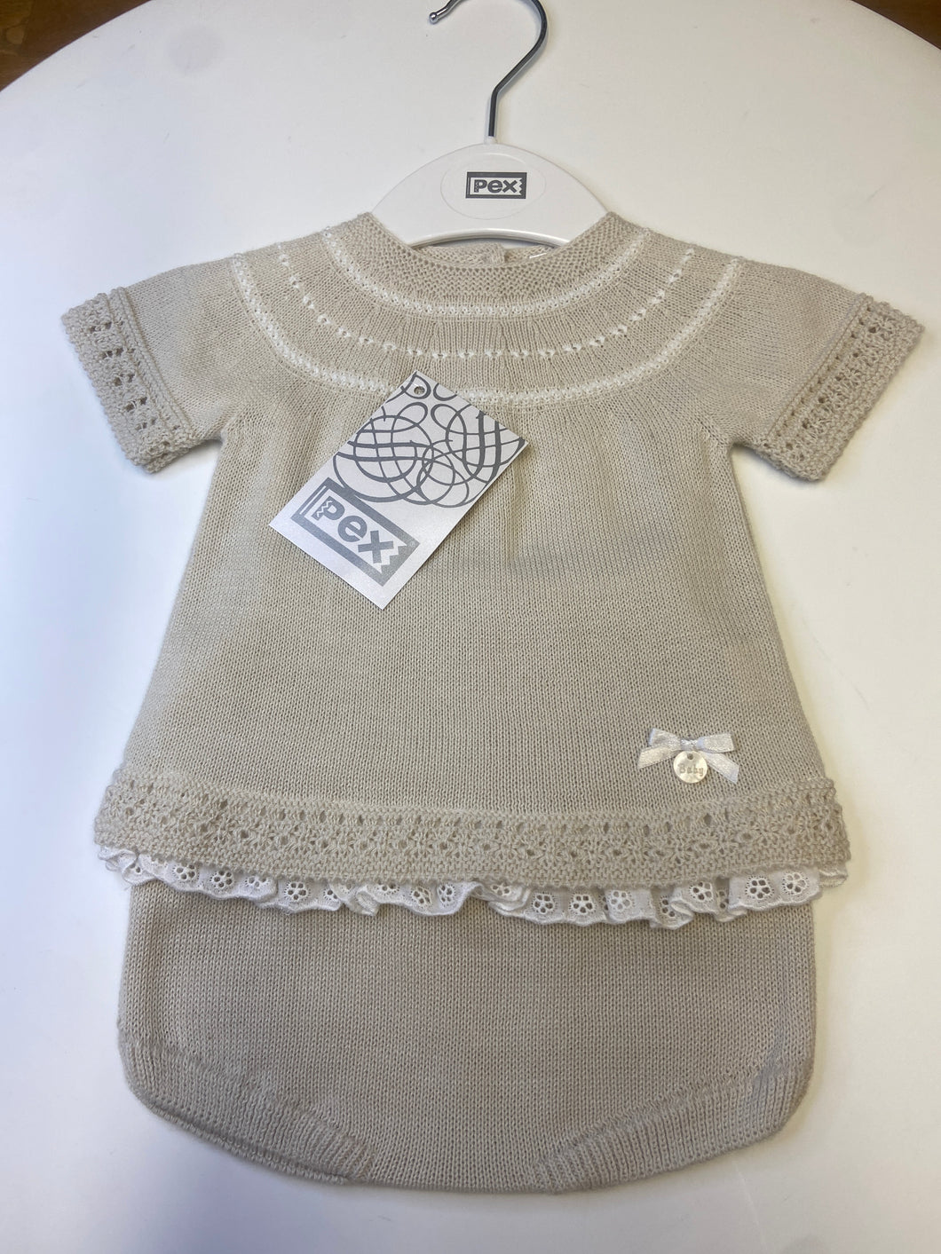 PEX baby girl top and pant set in natural - Meredith