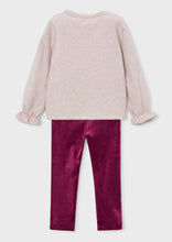 Load image into Gallery viewer, Mayoral older girl sweatshirt with sequin bows and velour leggings set 4737
