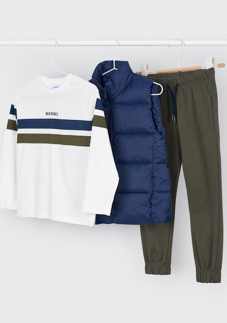 Mayoral boys 3 years piece track suit, khaki and navy- 4607