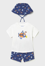 Load image into Gallery viewer, Mayoral 3 piece short, Tee and hat set 1667
