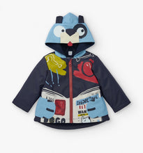 Load image into Gallery viewer, Tuc Tuc boys raincoat with fun hood and cosy fleece lining 11399732
