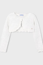Load image into Gallery viewer, Mayoral younger girl knitted bolero cardigan 320 white
