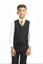 Load image into Gallery viewer, Cavani boys black 3 piece suit- Malibu
