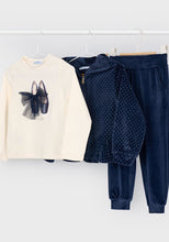 Load image into Gallery viewer, Mayoral girls 3 piece tracksuit 4892 navy velour
