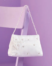 Load image into Gallery viewer, Girls white satin communion bag with pearl handle - Joanne
