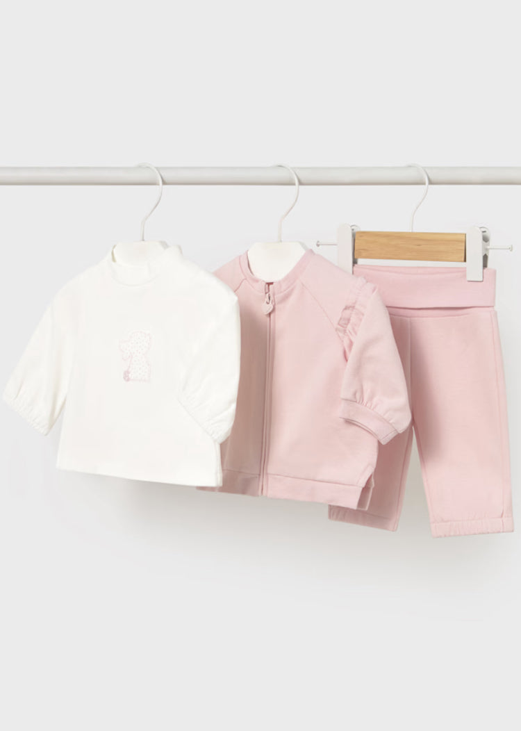 Mayoral baby girl 3 piece pink tracksuit 2607