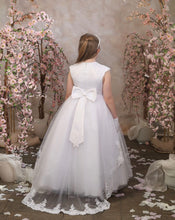Load image into Gallery viewer, RAISA First Holy Communion dress with lace trimmed train
