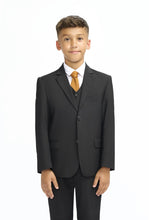 Load image into Gallery viewer, Cavani boys black 3 piece suit- Malibu
